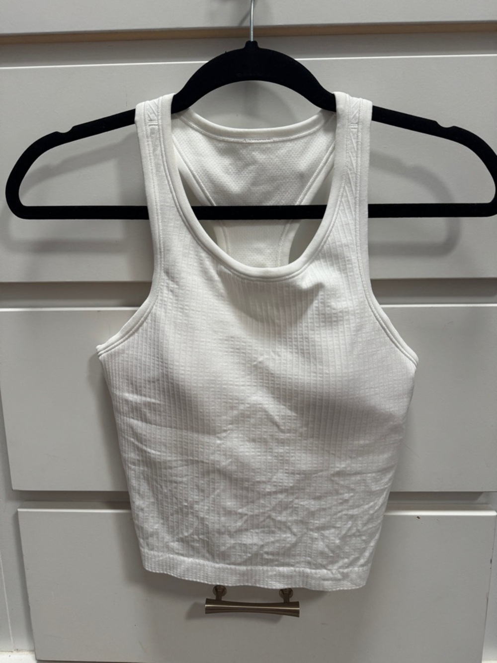 Lululemon White Ribbed Racerback Crop Tank Top